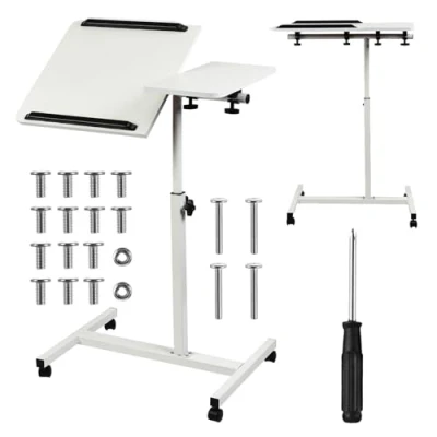 Afbeelding van Maclean Verrijdbaar bureau laptopstatief in hoogte verstelbaar 59 89cm, max. 30kg Wit MC 121 W