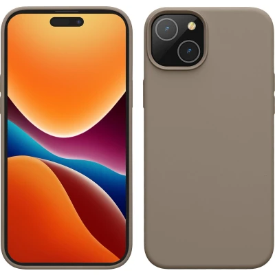 Afbeelding van kwmobile telefoonhoesje geschikt voor iPhone 15 Hoesje met siliconen coating Smartphone case in taupe