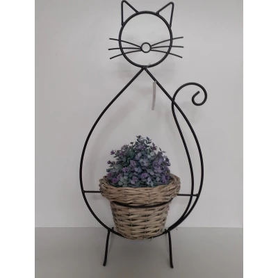 Afbeelding van Clayre &amp; Eef Bloempot Kat 27x16x52 cm Zwart Ijzer binnen