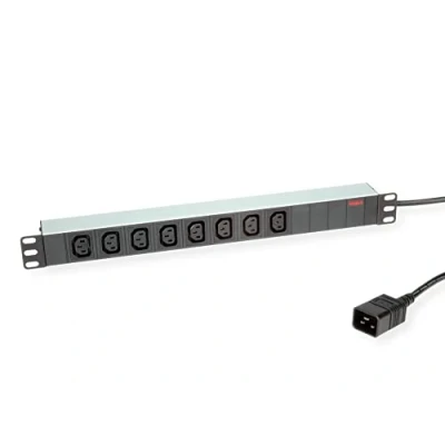 Afbeelding van ROLINE 19 stekkerdoos 8 voudig C13 + C20 stekker , Aluminium, 2 m