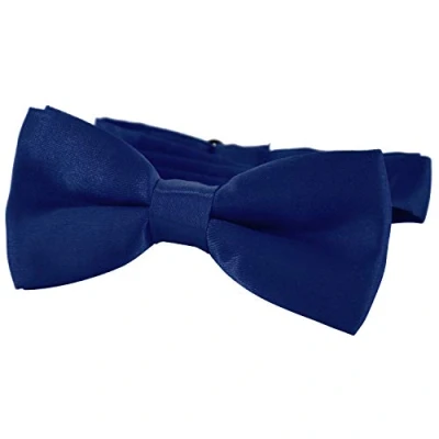 Afbeelding van DonDon Vlinderdas met haak voor kinderen, jongens, gebonden, verstelbaar, 9 x 4,5 cm, glanzend, zijdeeffect, Donkerblauw