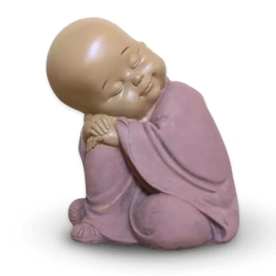 Afbeelding van Baby Boeddha beeldje SB3 Zen en Feng Shui decoratie voor het creëren van een ontspannen sfeer Geluksbrenger cadeau idee Hoogte: 13 cm Kleur: Beige Oudroze Zen&#039;Light