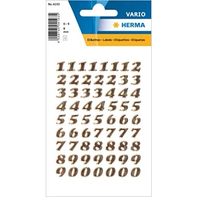 Afbeelding van Huismerk Herma 4193 Etiket met getallen 0 9 8mm Goud