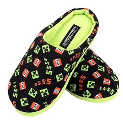 Afbeelding van Minecraft Kinderpantoffels Pantoffels voor jongens Pantoffels, zwart.