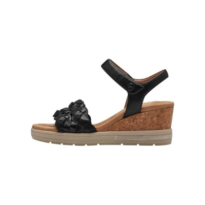 Afbeelding van Tamaris Sandalen met plateauzool, Dames, Maat: 38, Black nappa Leer
