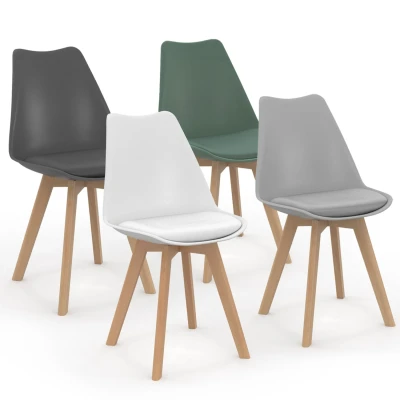 Afbeelding van Lot de 4 chaises scandinaves SARA mix color gris clair, blanc, foncé, vert