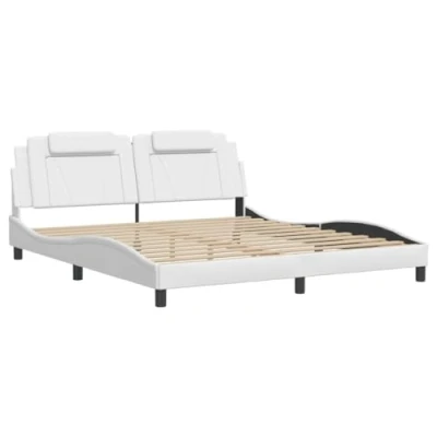 Afbeelding van vidaXL Bedframe met hoofdbord kunstleer wit 180x200 cm