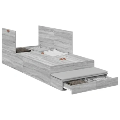 Afbeelding van vidaXL Opbergbedframe Grijs sonoma Bewerkt hout 236,5 x 100 31,5 cm