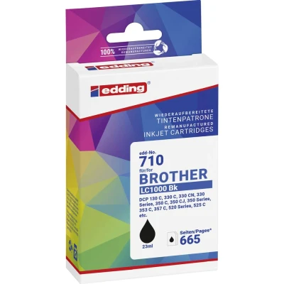 Afbeelding van Edding Inktcartridge vervangt Brother LC1000BK Compatibel Zwart EDD 710 18