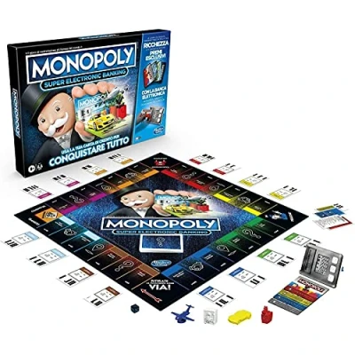 Afbeelding van Hasbro Gaming Monopoly super elektronisch bankieren (boxspel met e speler, Italiaanse versie)