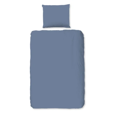 Afbeelding van Flanellen Dekbedovertrek 135x200 cm Uni Blauw 1 Persoons 100% Katoen Oeko Tex Gecertificeerd