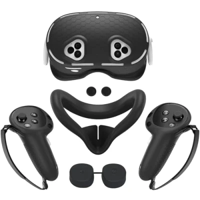 Afbeelding van siliconen hoes voor Meta Quest 3S inclusief gezichtsmasker controller beschermhoes en 3S, zwart., Eenvoudige stijl
