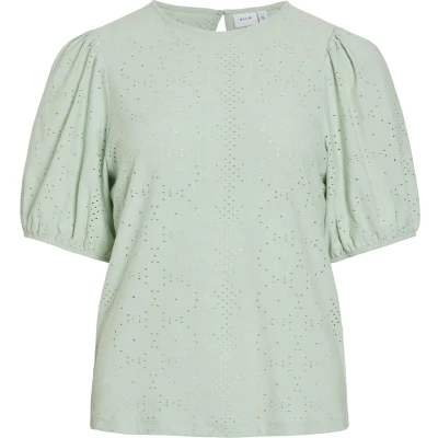 Afbeelding van Vila Blouse Vikally O neck 2/4 Top Noos 14101667 Silt Green Dames Maat XS