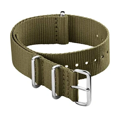 Afbeelding van Archer Watch Straps Klassieke horlogeband van nylon in NATO stijl. Keuze kleur en maat (18 mm, 20 22 24 mm), Olijf
