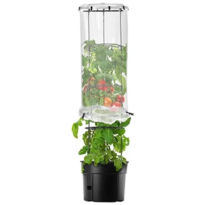 Afbeelding van KADAX Pot met deksel voor volwassen tomaten, parasol bloempot, bloempotset rooster, kweektoren rankrooster, bescherming tomaten (40 cm)