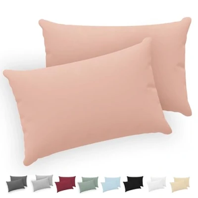 Afbeelding van Twinzen® Kussensloop, 40 x 70 cm, 100% jersey katoen, 150 g/m², roze, kussensloop met ritssluiting, Oeko Tex gecertificeerd, 2 stuks