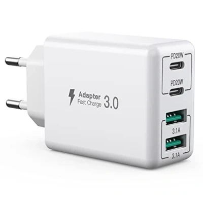 Afbeelding van Multi USB C Charger, 40 W 4 poorten Fast Charger Block Dual Port PD+QC3.0 Multiport Power Adapter Charging Station Compatibel met iPhone 13/14/15/16/Pro/Pro Max/XS/Samsung Galaxy/Tablet