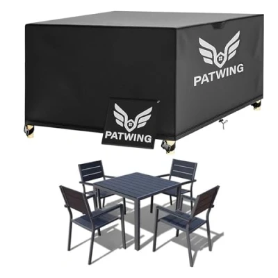 Afbeelding van PATWING beschermhoes voor tuinmeubelen, tuintafel met touw en gesp, vergrendeling, hoezen waterdicht, 600D Oxford stof, waterdicht (120 x 60 90 cm)