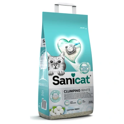 Afbeelding van Sanicat Clumping White Cotton Fresh Kattenbakvulling 20 l