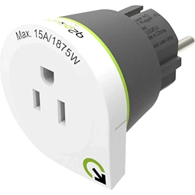Image de Q2Power USA to Europe Adaptateur pour prise d&#039;alimentation NEMA 5 15 (F) CEE 7/4 (M) 100 250 V 10 A noir