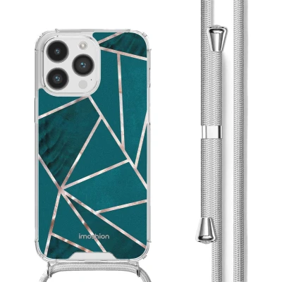 Afbeelding van iMoshion Hoesje Geschikt voor iPhone 14 Pro Max met Koord Design Meerkleurig / Petrol Green Graphic