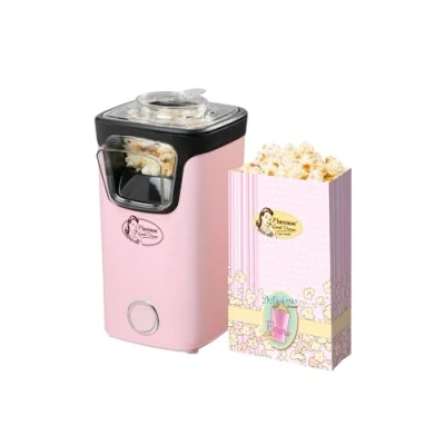 Image de Bestron machine a pop corn, popcorn avec technologie d&#039;air chaud, inclut 10 sacs à &amp; une tasse mesurer intégrée, Collection Sweet Dreams, Couleur: Rose