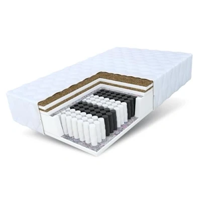 Afbeelding van FDM HOME MAX Double pocketveringmatras 160 x 200 cm hoogte 26 hardheid H3 H5 met 7 ligzones, Öko Tex gecertificeerd, geschikt voor mensen een allergie, wasbare overtrek, kokosvezelinzetstuk