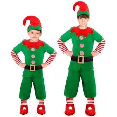 Afbeelding van Widmann Kerst &amp; Oud Nieuw Kostuum Hulpjes Van Santa Claus Kind Rood, Groen Maat 104 Carnavalskleding Verkleedkleding