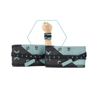 Afbeelding van PICSIL Armbanden van stof voor crosstraining, 100% katoen, uitstekende gewrichtsondersteuning, voorkomt letsel, tendinitis, ideaal krachttraining, boksen, gymnastiek (grijs/blauw, 5 cm)