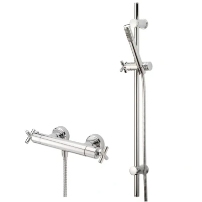 Afbeelding van Huber Suite Opbouw douchethermostaat met glijstangset 190ST01HCR