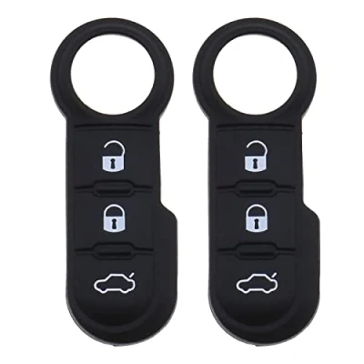 Afbeelding van eMagTech 2 stuks beschermhoes voor autosleutels met 3 knoppen van siliconen, compatibel Fiat 500 Abarth Panda Punto Bravo, waterdicht, krasbestendig, auto