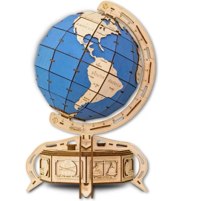 Afbeelding van Eco Wood Art Globe Houten Modelbouw Blauw