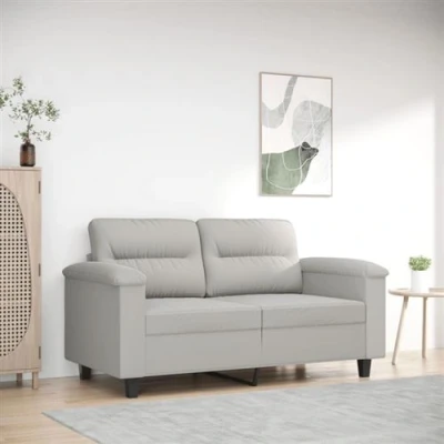 Afbeelding van Tweezitsbank 120 cm microvezelstof lichtgrijs