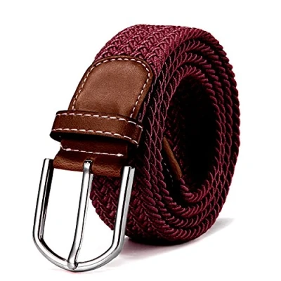 Afbeelding van Riem van rekbare stof, gevlochten, elastisch, voor dames en heren, lengte 100 cm tot 120 cm, Bordeaux rood