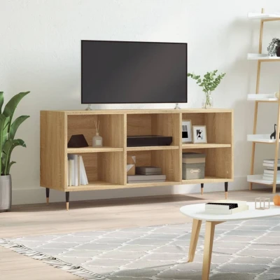 Afbeelding van Tv meubel 103,5x30x50 cm bewerkt hout sonoma eikenkleurig