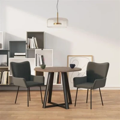 Afbeelding van Eetkamerstoelen 2 st fluweel donkergrijs