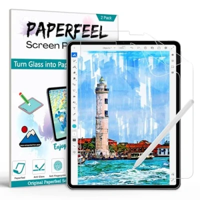 Afbeelding van Paperfeel displaybeschermfolie compatibel met iPad Pro 12,9 inch model 2021/2020/2018, PET displaybescherming van mat papier om te tekenen, schrijven, anti reflectie/anti vingerafdruk