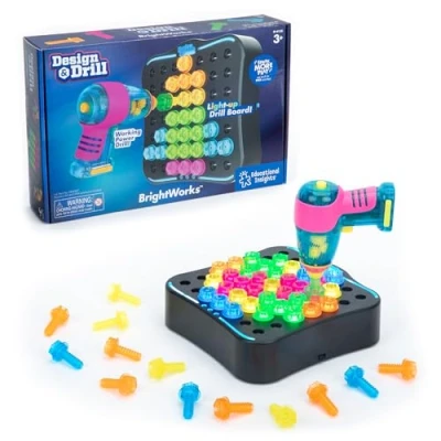 Afbeelding van Learning Resources Lichtgevende activiteitenset Design &amp; Drill BrightWorks STEM leren met boor voor kinderen, 53 delig, vanaf 3 jaar