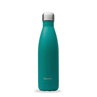 Afbeelding van Qwetch Matt Thermosfles mineraalblauw 500 ml Drinkfles voor onderweg van roestvrij staal 24 uur koud en 12 warm Waterdicht, BPA vrij herbruikbaar sport, reizen,