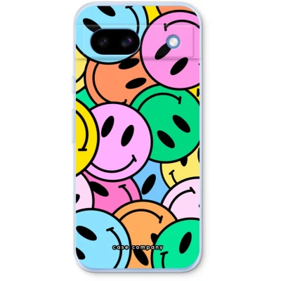 Afbeelding van Case Company® hoesje geschikt voor Google Pixel 8a Smiley N1 Soft Cover Telefoonhoesje Bescherming aan alle Kanten en Schermrand