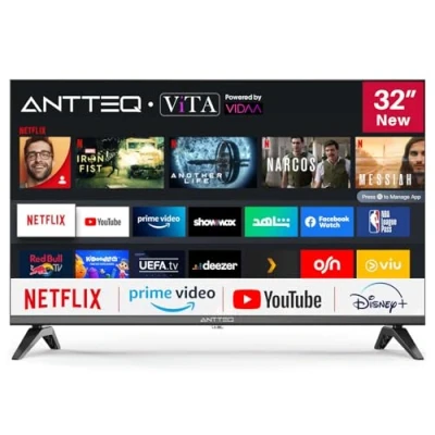 Afbeelding van Antteq V32 AH3Q1L Smart TV HD 32 inch (81 cm) Triple Tuner (DVB T2/S2/C) Netflix/Prime Video/DAZN geïntegreerde WiFi Hotelmodus Model 2025