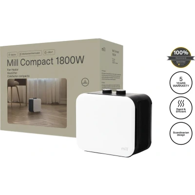 Afbeelding van Mill CUS1800MECW design ventilatiekachel tot 30m2 wit 5 jaar garantie