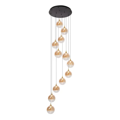 Afbeelding van Videlamp hanglamp 12 lichtpunten amber glas