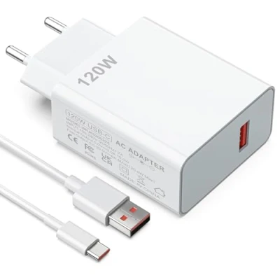Afbeelding van 120 W oplader voor Xiaomi, Max Turbo Charge Xiaomi met kabel Hyper Charge, Redmi, Poco, Black Shark MI Adapter