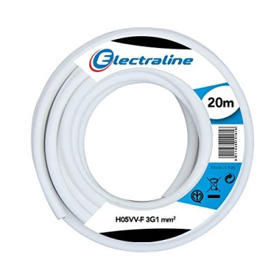 Afbeelding van Electraline 11725 Verlengkabel H05VV F 3G 1 mm², lengte 20 m, wit