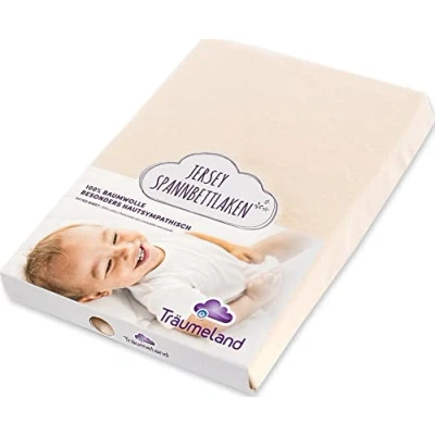 Image de Träumeland, Drap housse en jersey beige, 100 x cm