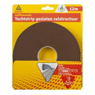 Afbeelding van Deltafix Tochtstrip tochtwering bruin zelfklevend universeel 12 m x 9 mm 4