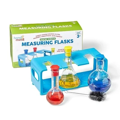 Afbeelding van Learning Resources Starter Science flessen, vanaf 3 jaar, bekers van kunststof, laboratorium, meetspeelgoed, chemieset voor kinderen, wetenschappelijk materiaal, school, 95814, eenheidsmaat