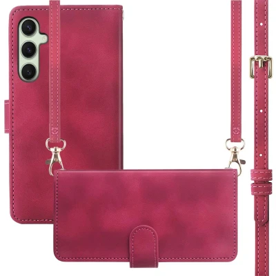 Afbeelding van imoshion Hoesje Geschikt voor Samsung Galaxy S25 Plus met Pasjeshouder Bookcase koord Rood