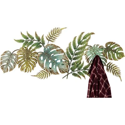 Afbeelding van Kare Design Wandgarderobe Jungle Party, groen, staal, 6 kledinghaken, wanddecoratie, garderobe, entree, hal, 43 x 115 7 cm